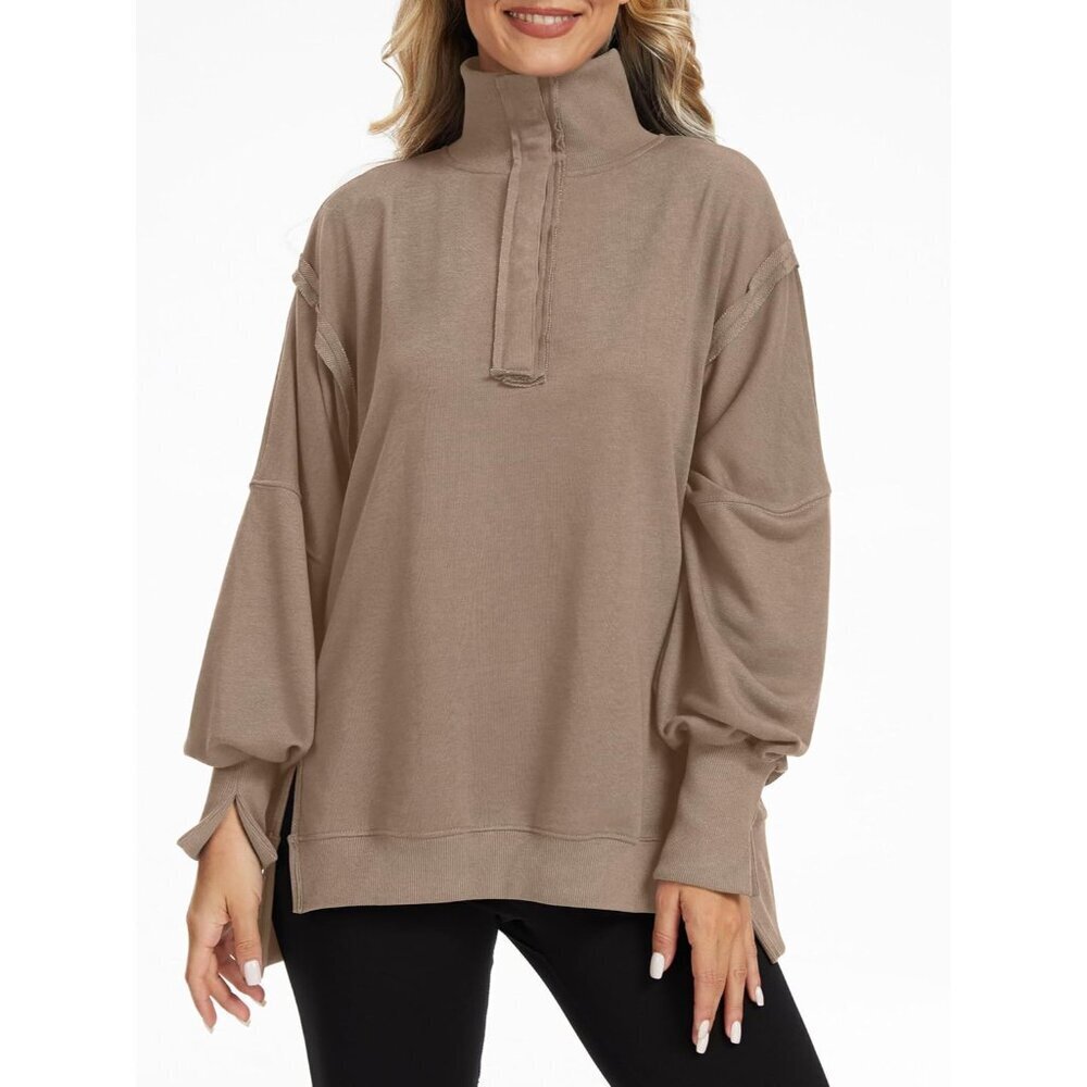 Women Oversized Sweatshirt Cotton Blend Long Sleeve Casual Fall XL - Picture 5 of 6